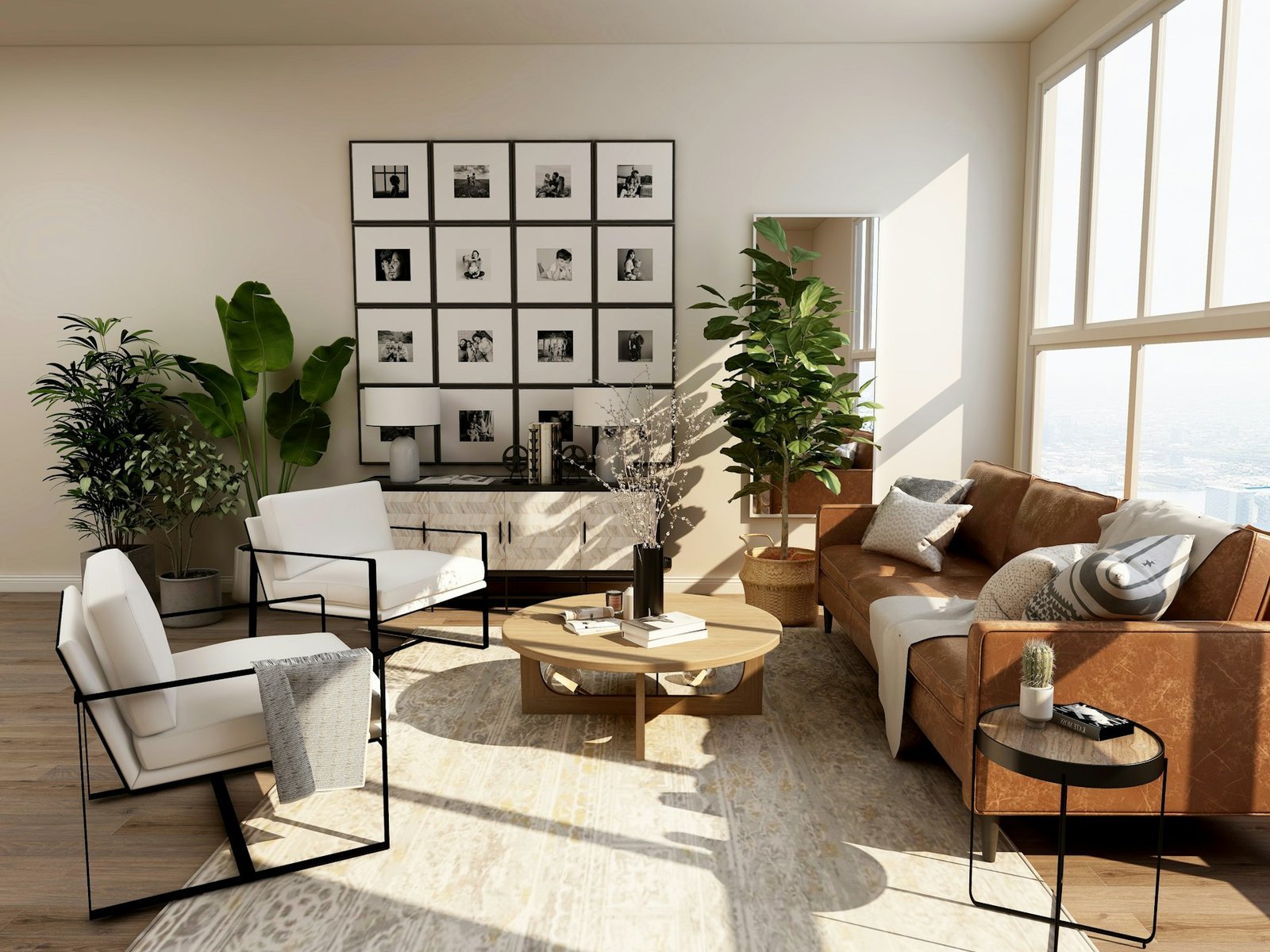 Open concept interior with new flooring